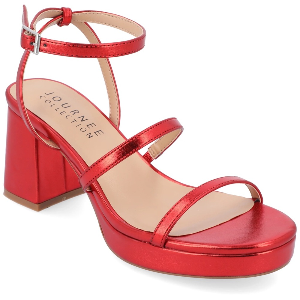 Red Metallic Platform Heels